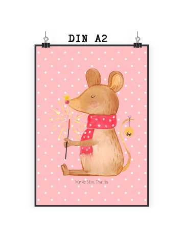 Mr. & Mrs. Panda Bild Maus Weihnachten ohne Spruch in Rot Pastell
