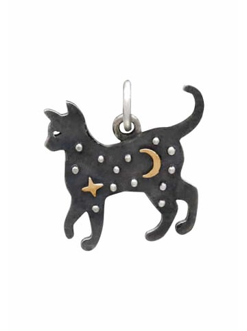 Gemshine Halskette mit Anhänger Katze Stern und Mond in silver coloured