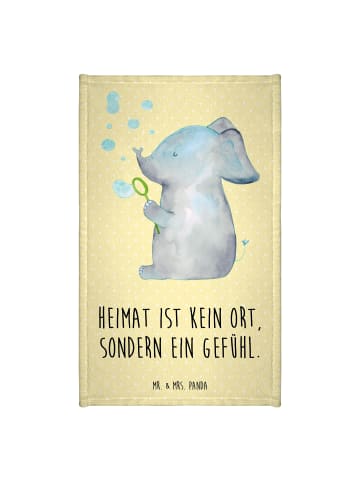 Mr. & Mrs. Panda Gästehandtuch Elefant Seifenblasen mit Spruch in Gelb Pastell
