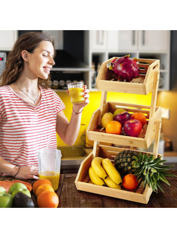 relaxdays Obst Etagere in Natur - (B)30 x (H)49 x (T)25 cm