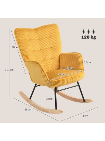 HOMCOM Schaukelstuhl-98T x 71B x 101H cm-Gelb
