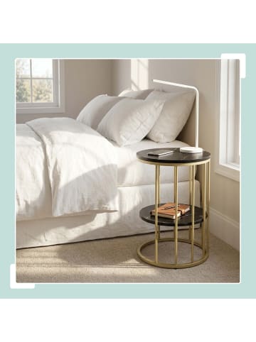 relaxdays Beistelltisch in Schwarz/ Gold - (H)57 x ø 40 cm