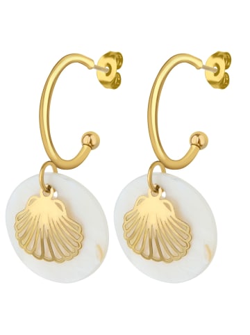 ANELY Creolen mit Muschel-Anhänger aus Edelstahl in Gold