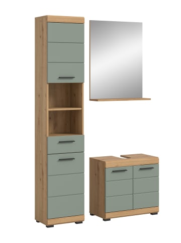 xonox.home Badkombination in Artisan Eiche/Salbei - (B) 112 x (H) 191 x (T) 34