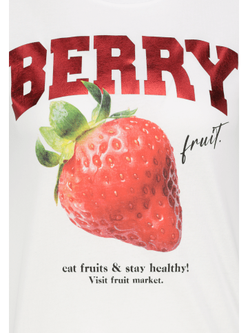 Sublevel Spruchprint Shirt Rundhals Kurzarm Regular Fit in Weiß-3