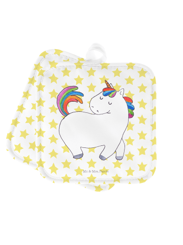 Mr. & Mrs. Panda Topflappen Einhorn Stolzieren ohne Spruch in Weiß