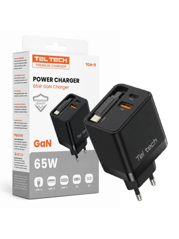 Wisam Teltech Schnellladegerät GaN USB / USB-C / Kabel USB-C 65W 65W PD PPS