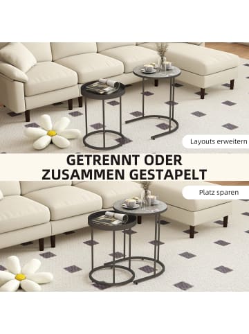 HOMCOM Beistelltisch Set-Ø42 cm x 54H cm-Grau