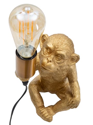 Mauro Ferretti Tischleuchte „Affe“ aus goldenem Kunstharz, 17 x 14,5 x 25 cm
