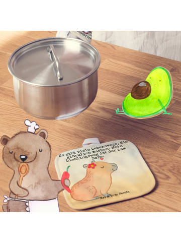 Mr. & Mrs. Panda Ofenhandschuhe Capybara Blume Design mit Spruch in Weiß