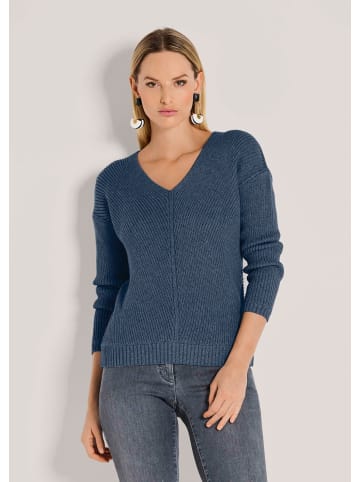 MADELEINE Langarm-Pullover mit V-Ausschnitt in tintenblau