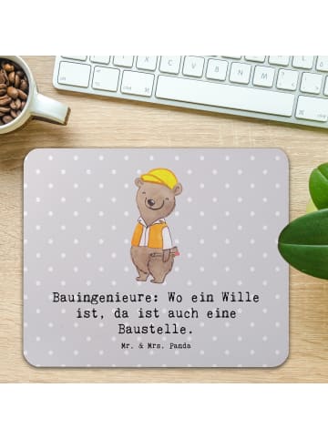 Mr. & Mrs. Panda Mauspad Bauingenieur Wille mit Spruch in Grau Pastell