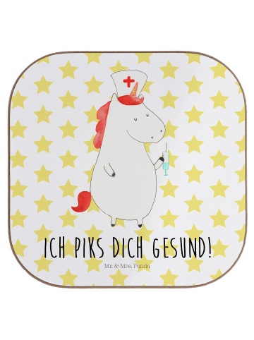 Mr. & Mrs. Panda Getränkeuntersetzer Einhorn Krankenschwester mi... in Weiß