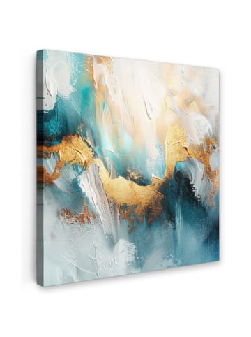 MuchoWow Leinwand bilder Abstrakte Kunst gold blau (BxH)