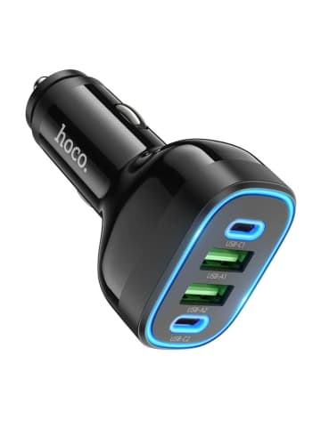 HOCO HOCO Autoladegerät 2x USB A + 2x Typ C PD 72W Schnelladegerät in Schwarz