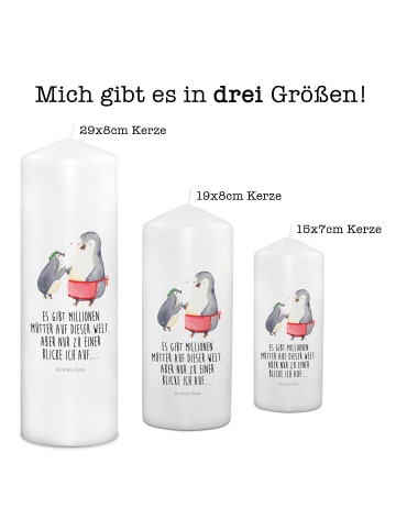 Mr. & Mrs. Panda Kerze Pinguin mit Kind mit Spruch in Weiß