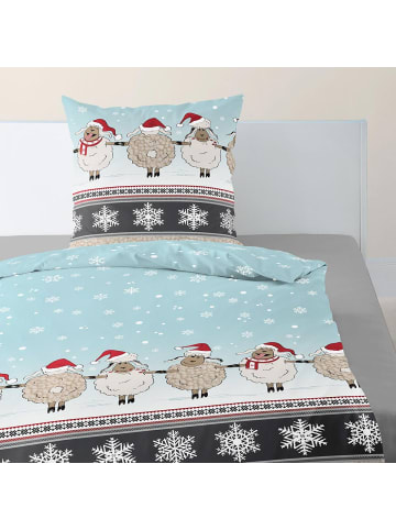 Traumschlaf Bettwäsche Weihnachtsschafe in bleu