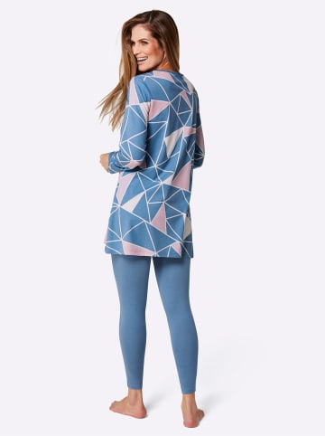 WITT WEIDEN Schlafanzug in mittelblau-rosé-bedruckt