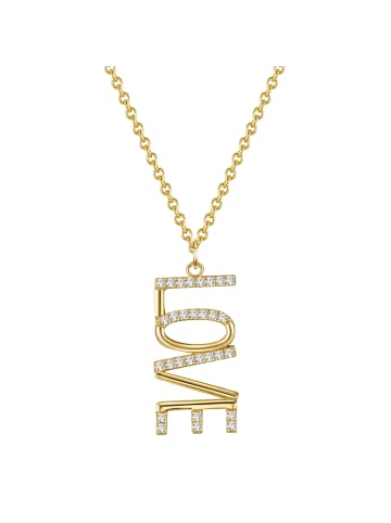 Glanzstücke München Halskette Love aus Sterling Silber mit Zirkonia in gelbgold