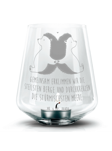Mr. & Mrs. Panda Laterne Igel händchenhaltend mit Spruch in Transparent
