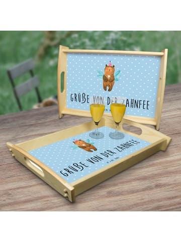 Mr. & Mrs. Panda Servier Tablett Bär Zahnfee mit Spruch in Blau Pastell