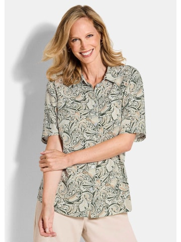 GOLDNER Kurzgröße:  Hemdbluse Viskosebluse mit Paisley-Design in stein / gemustert