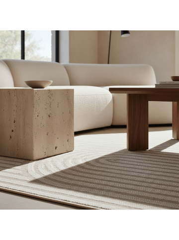 KADIMA DESIGN Outdoorteppich Boho Wetterfest UV-beständig Waschbar in Beige