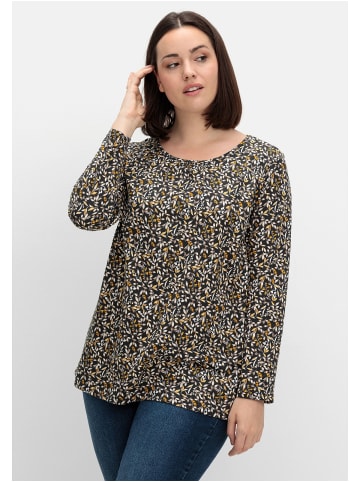 sheego Langarmshirt in senfgelb gemustert