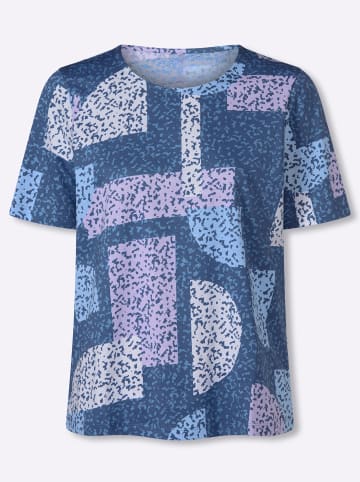 Sieh an! Rundhals-Shirt in jeansblau-eisblau-bedruckt