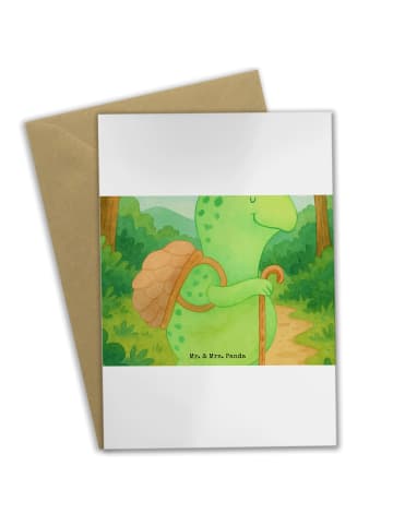 Mr. & Mrs. Panda Beileidskarte Schildkröte Wanderer Design ohne ... in Weiß