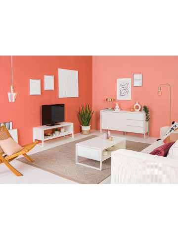 home24 home24 TV-Rack aus beschichteter Spanplatte & Metallgestell in Weiß in Weiß