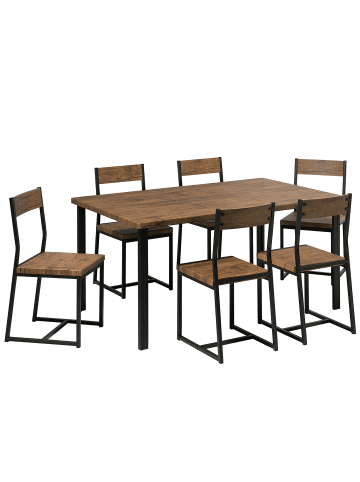 Beliani 7-tlg Esstisch Set LAREDO in Schwarz/Braun