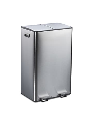 relaxdays Mülleimer in Silber/ Schwarz - 2x 30 Liter