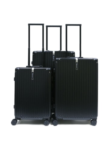 Cheffinger Aluminium Rahmen Reisekoffer Koffer 3 tlg Trolley Kofferset in Schwarz