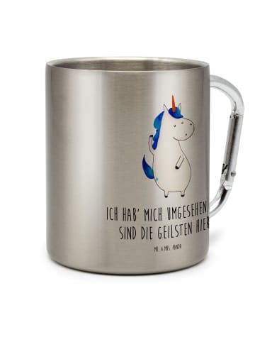 Mr. & Mrs. Panda Edelstahltasse Einhorn Mann mit Spruch in Silber