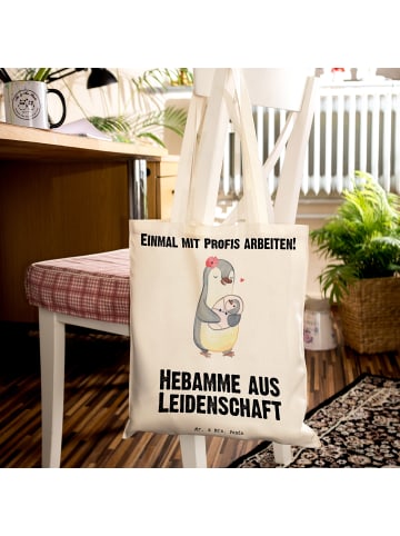 Mr. & Mrs. Panda Jutetasche Hebamme Leidenschaft mit Spruch in Creme