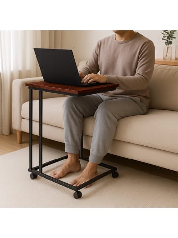 relaxdays Beistelltisch in Braun/ Schwarz - (B)50 x (H)68 x (T)35 cm