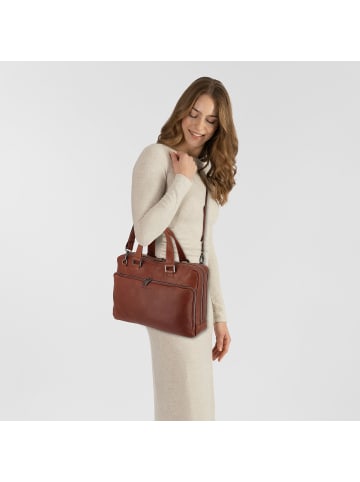 Plevier Vintage Larry Aktentasche Leder 40 cm Laptopfach cognac