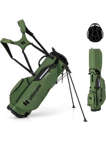 COSTWAY Golf Standtasche mit 8 er Unterteilung & Regenhaube in Grün