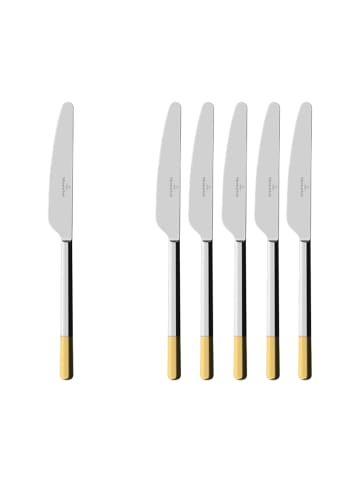 Villeroy & Boch 6er Set Tafelmesser Ella teilvergoldet 238 mm silber-gold in silber-gold
