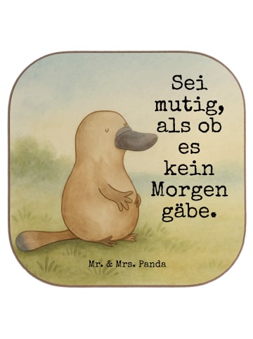 Mr. & Mrs. Panda Untersetzer Glas Schnabeltier Mut Design mit Sp... in Weiß