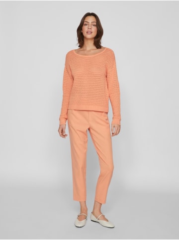 Vila Legerer Strickpullover Transparent Feinstrick Sweater in Neon Orange