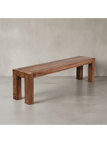 KADIMA DESIGN Sitzbank Sheesham | 160x45x35cm, Massivholz, Landhaus in Braun