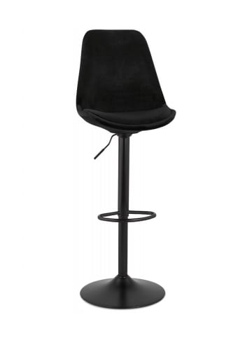 KADIMA DESIGN Verstellbarer Barhocker MIKE | Retro Barstuhl mit Polstersitz in Schwarz