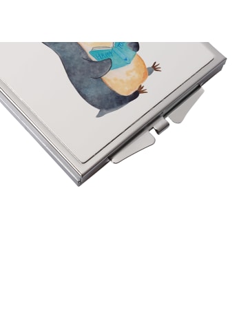 Mr. & Mrs. Panda Kosmetikspiegel Pinguin Buch ohne Spruch in Weiß