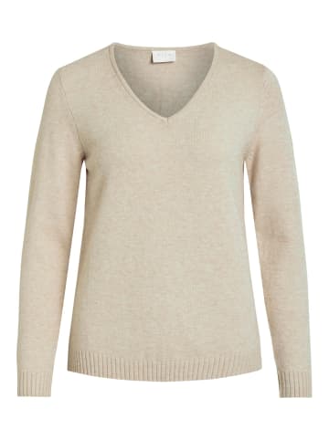 Vila Dünner Strickpullover Basic Stretch Sweater VIRIL in Beige