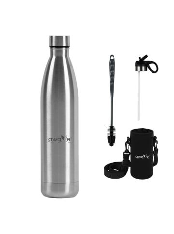 AWAVE Trinkflasche 750 ml | Edelstahl in Silber