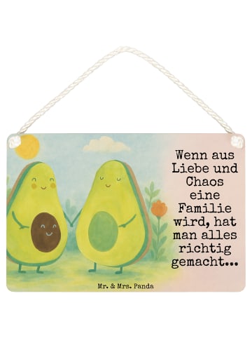 Mr. & Mrs. Panda Deko Schild Avocado Pärchen Design mit Spruch in Weiß