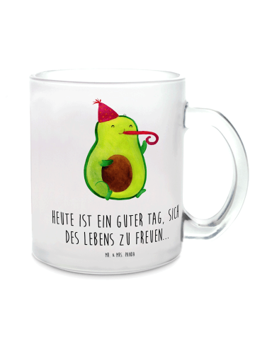 Mr. & Mrs. Panda Trinkglas Avocado Feier mit Spruch in Transparent