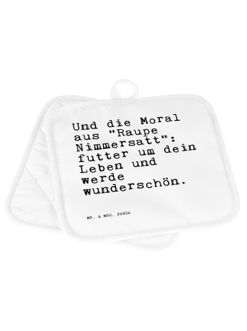 Mr. & Mrs. Panda Topfhandschuhe Und die Moral aus... mit Spruch in Weiß